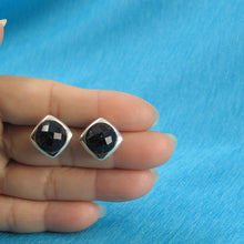 Load image into Gallery viewer, Sterling Silver Blue Sandstone Dome Omega Back Earrings