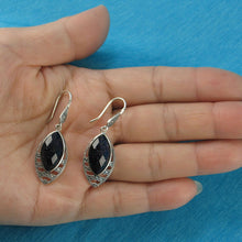 Load image into Gallery viewer, Sterling Silver Blue Sandstone Marquise Hook Earrings