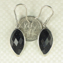 Load image into Gallery viewer, Sterling Silver Blue Sandstone Marquise Hook Earrings (Smaller)