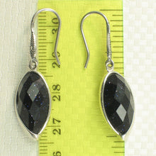 Load image into Gallery viewer, Sterling Silver Blue Sandstone Marquise Hook Earrings (Smaller)