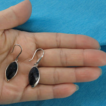 Load image into Gallery viewer, Sterling Silver Blue Sandstone Marquise Hook Earrings (Smaller)