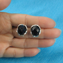 Load image into Gallery viewer, Sterling Silver Blue Sandstone Oval Omega Back Earrings
