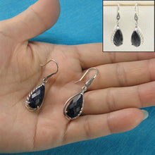 Load image into Gallery viewer, Sterling Silver Blue Sandstone Pear Hook Earrings