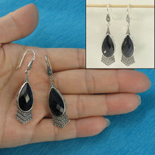 Load image into Gallery viewer, Sterling Silver Blue Sandstone Pear Hook Earrings