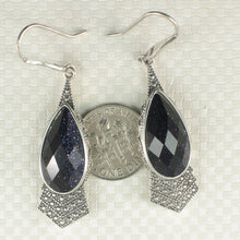 Load image into Gallery viewer, Sterling Silver Blue Sandstone Pear Hook Earrings