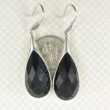 Load image into Gallery viewer, Sterling Silver Blue Sandstone Raindrop Hook Earrings