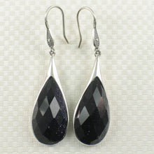 Load image into Gallery viewer, Sterling Silver Blue Sandstone Raindrop Hook Earrings