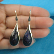 Load image into Gallery viewer, Sterling Silver Blue Sandstone Raindrop Hook Earrings