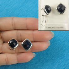 Load image into Gallery viewer, Sterling Silver Blue Sandstone Rhombus Omega Back Earrings