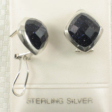 Load image into Gallery viewer, Sterling Silver Blue Sandstone Rhombus Omega Back Earrings