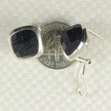 Load image into Gallery viewer, Sterling Silver Blue Sandstone Rhombus Omega Back Earrings