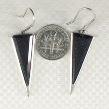 Load image into Gallery viewer, Sterling Silver Blue Sandstone Triangle Hook Earrings