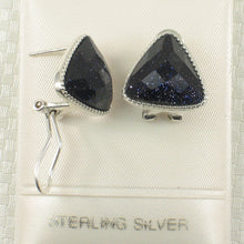 Load image into Gallery viewer, Sterling Silver Blue Sandstone Triangle Omega Back Earrings