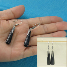 Load image into Gallery viewer, Sterling Silver Blue Sandstone Hook Tube Earrings