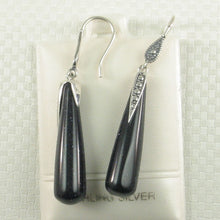 Load image into Gallery viewer, Sterling Silver Blue Sandstone Hook Tube Earrings