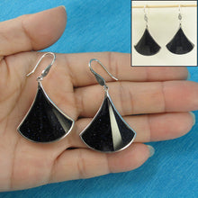 Load image into Gallery viewer, Sterling Silver Blue Sandstone Unique Hook Earrings