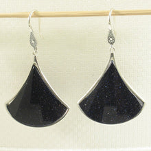 Load image into Gallery viewer, Sterling Silver Blue Sandstone Unique Hook Earrings
