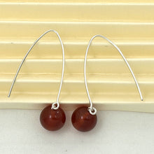 Load image into Gallery viewer, Sterling Silver Carnelian V-Shaped Wire Dangle Earrings