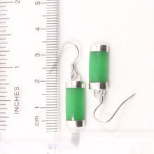 Load image into Gallery viewer, Sterling Silver Curved Green Jade Hook Dangle Earrings