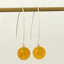 Load image into Gallery viewer, Sterling Silver Golden Agate V-Shaped Wire Dangle Earrings