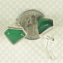 Load image into Gallery viewer, Sterling Silver Green Agate Diamond Omega Back Earrings