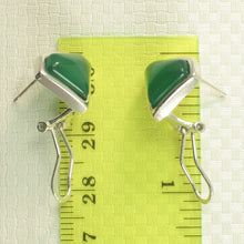 Load image into Gallery viewer, Sterling Silver Green Agate Diamond Omega Back Earrings