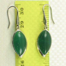 Load image into Gallery viewer, Sterling Silver Green Agate Marquise Hook Earrings