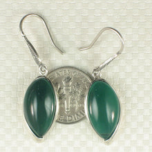 Load image into Gallery viewer, Sterling Silver Green Agate Marquise Hook Earrings