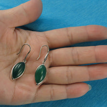 Load image into Gallery viewer, Sterling Silver Green Agate Marquise Hook Earrings