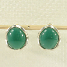 Load image into Gallery viewer, Sterling Silver Green Agate Oval Omega Back Earrings