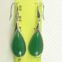 Load image into Gallery viewer, Sterling Silver Green Agate Raindrop Hook Earrings
