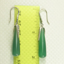 Load image into Gallery viewer, Sterling Silver Green Agate Tube Hook Earrings