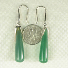Load image into Gallery viewer, Sterling Silver Green Agate Tube Hook Earrings