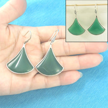 Load image into Gallery viewer, Sterling Silver Green Agate Unique Hook Earrings