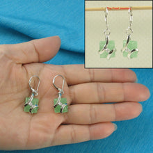 Load image into Gallery viewer, Sterling Silver Green Jade & Cubic Zirconia Leverback Earrings