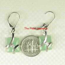 Load image into Gallery viewer, Sterling Silver Green Jade & Cubic Zirconia Leverback Earrings
