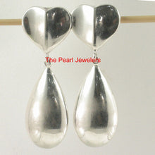 Load image into Gallery viewer, Sterling Silver Dangle Heart & Raindrop Earrings