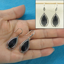 Load image into Gallery viewer, Sterling Silver Blue Sandstone Pear Hook Earrings (Larger)