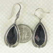 Load image into Gallery viewer, Sterling Silver Blue Sandstone Pear Hook Earrings (Larger)