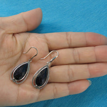 Load image into Gallery viewer, Sterling Silver Blue Sandstone Pear Hook Earrings (Larger)