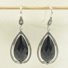 Load image into Gallery viewer, Sterling Silver Blue Sandstone Pear Hook Earrings (Larger)