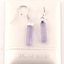 Load image into Gallery viewer, Sterling Silver Lavender Jade Tube Fish Hook Dangle Earrings