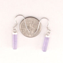 Load image into Gallery viewer, Sterling Silver Lavender Jade Tube Fish Hook Dangle Earrings