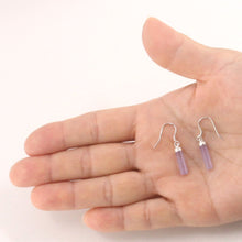 Load image into Gallery viewer, Sterling Silver Lavender Jade Tube Fish Hook Dangle Earrings