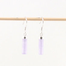 Load image into Gallery viewer, Sterling Silver Lavender Jade Tube Fish Hook Dangle Earrings