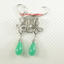 Load image into Gallery viewer, Sterling Silver Love Knot Green Jade Leverback Earrings