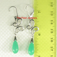 Load image into Gallery viewer, Sterling Silver Love Knot Green Jade Leverback Earrings