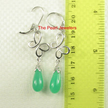 Load image into Gallery viewer, Sterling Silver Love Knot Green Jade Leverback Earrings