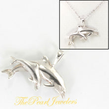 Load image into Gallery viewer, Sterling Silver Mother & Child Dolphin Pendant Necklace