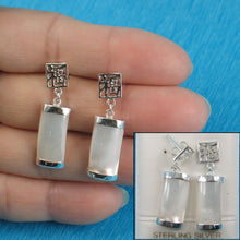 Load image into Gallery viewer, Sterling Silver Good Fortunes Curved Mother of Pearl Dangle Earrings